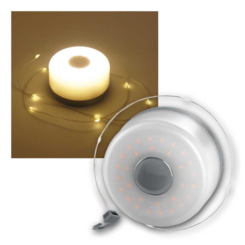 LED Leuchte mit LED Lichterkette, wiederaufladbar, warmweiß