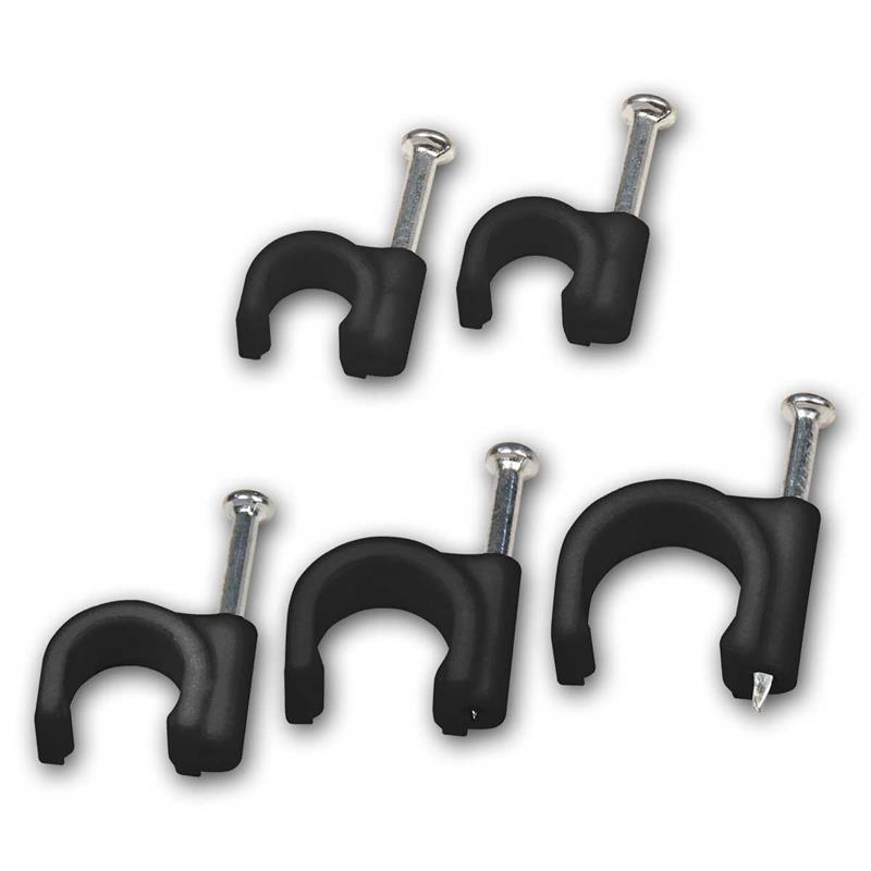 Nagel-Kabelschellen, verschiedene Größen, Kunststoff schwarz