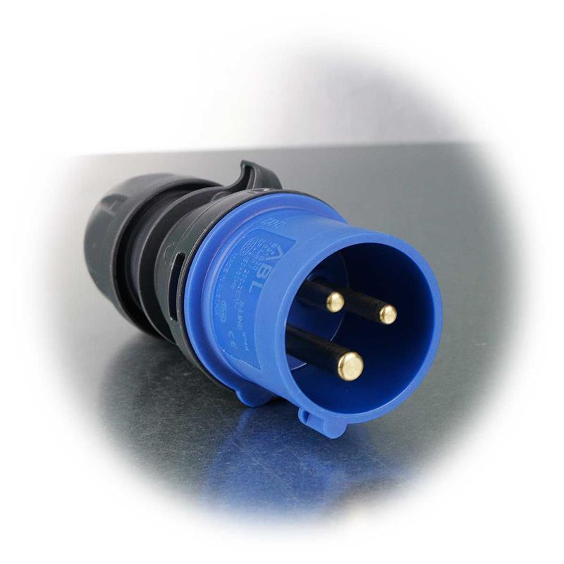 3-poliger CEE Stecker, Mehrphasenstecker, 230V/16A, blau
