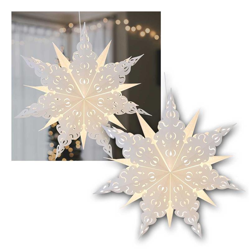 Papierstern "HEAVEN" Ø60cm, 14 Zacken, E14 Fassung, creme