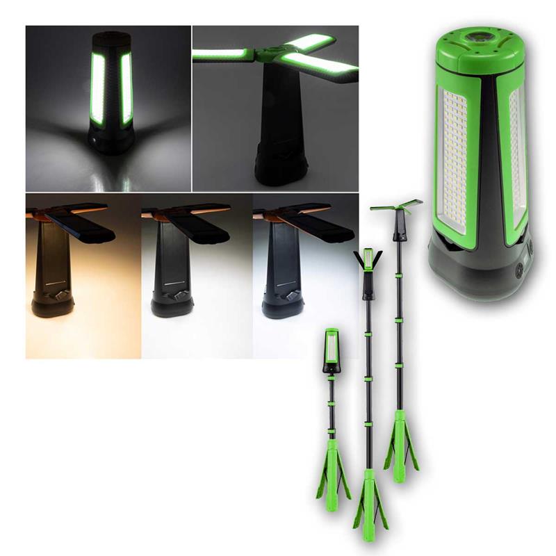 Akku LED Baustrahler mit Stativ, 30W, 2700lm, 3 Leuchtfarben