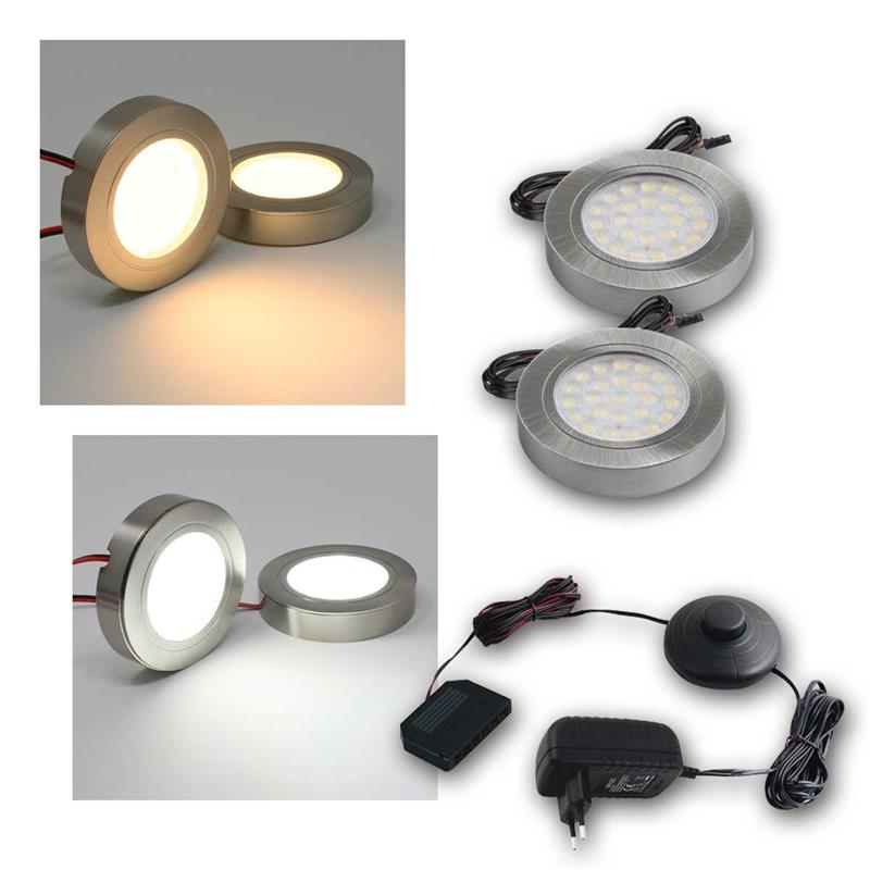 LED Unterbauspot "ZOVALD", Edelstahl Optik, 2er Komplett-Set