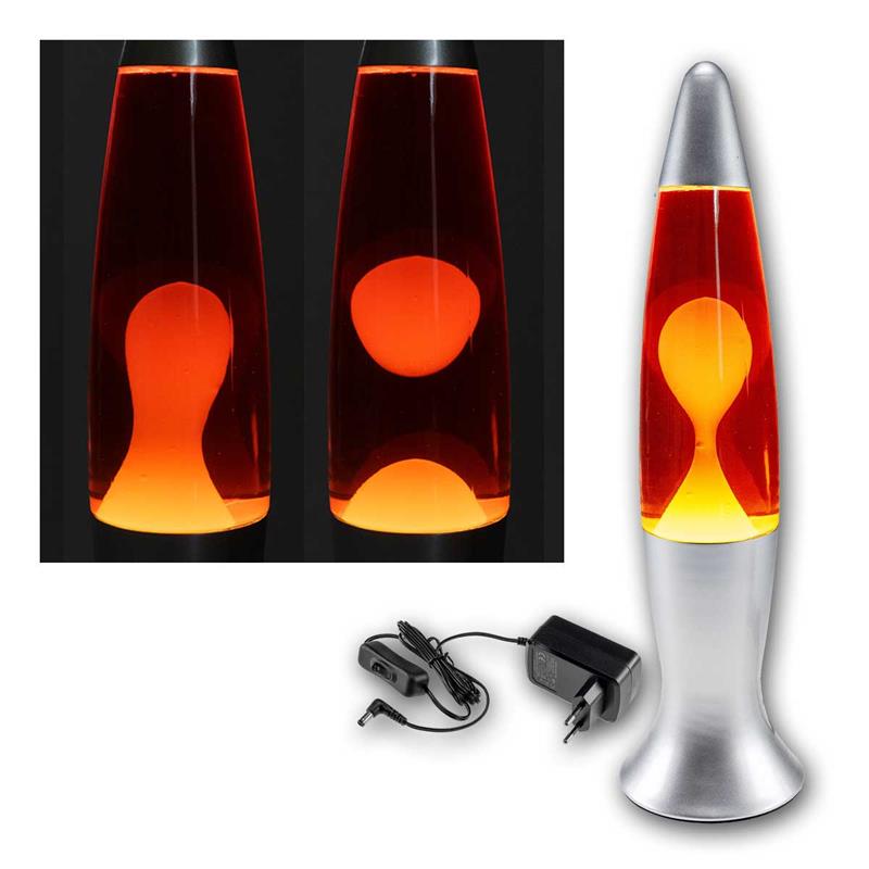 Lavalampe "CTL-ROGE LED", 40cm Retro-Leuchte, rot & gelb