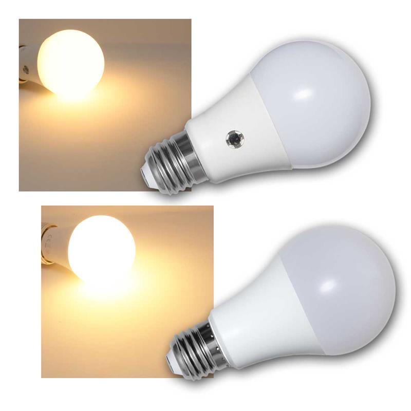 E27 LED Leuchtmittel, LED Birne, Helligkeitssensor, warmweiß E27 LED Leuchtmittel, LED Birne, Helligkeitssensor, warmweiß