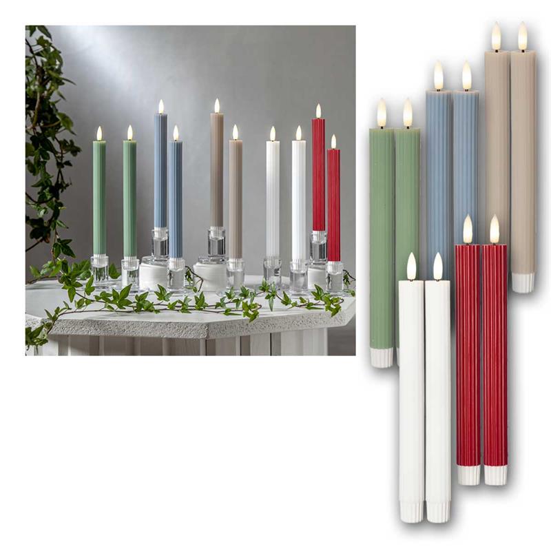 LED  Leuchterkerzen "STRIPE", Kerzen mit Timer, Ø 2,1x25cm