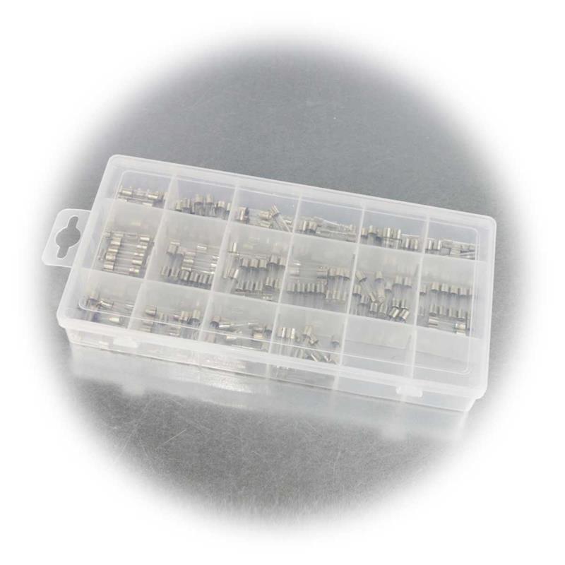 Glassicherungs-Set, Feinsicherung in 8 Amperestärken, 5x20mm