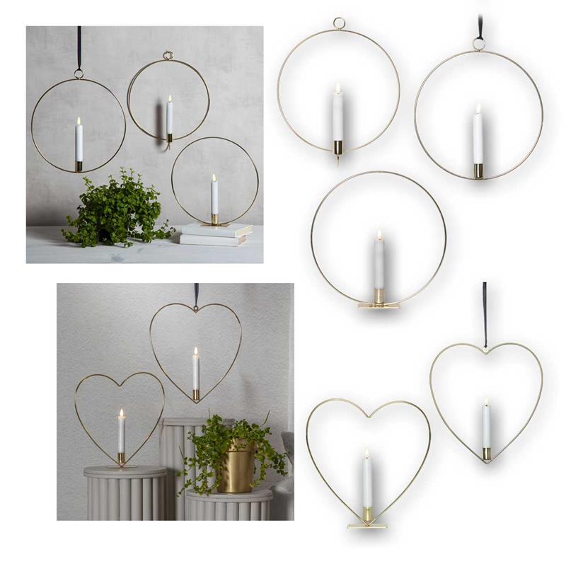 LED Dekoleuchte „FLAMME“, Metallring/Metallherz, mit Timer