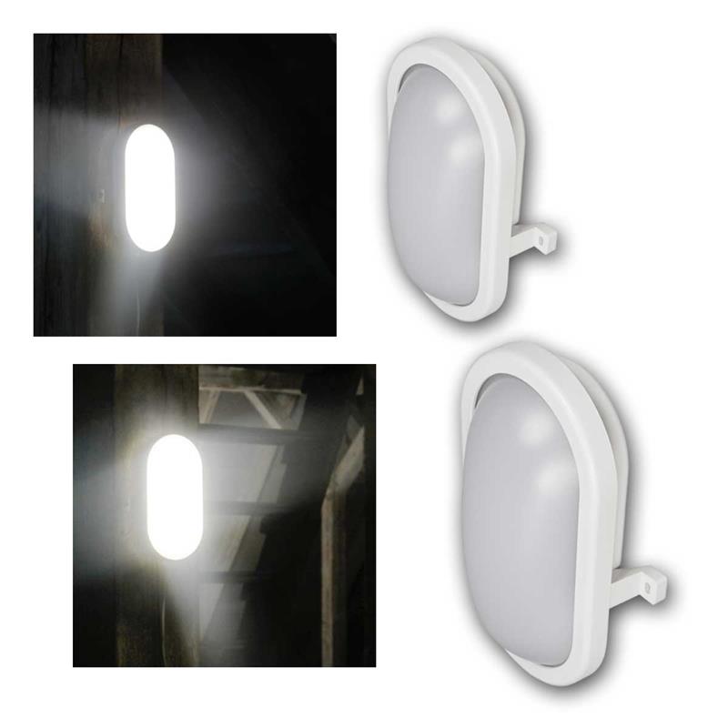 LED Feuchtraumleuchte „Oval“ daylight, Kunststoff weiß, IP65