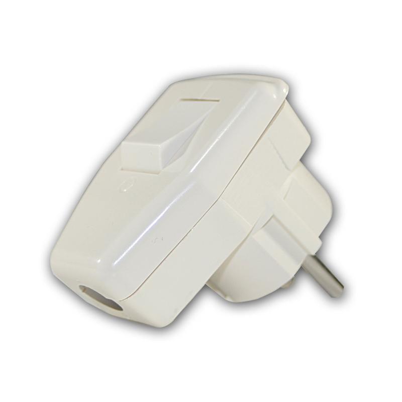 Schutzkontakt-Winkelstecker mit Ein-/Aus Schalter, Farbe weiß