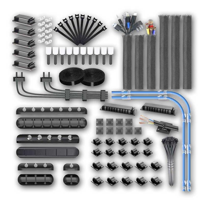 Kabelhalter-Sortiment, Bündel-Ø 1-40mm, schwarz, 184-teilig