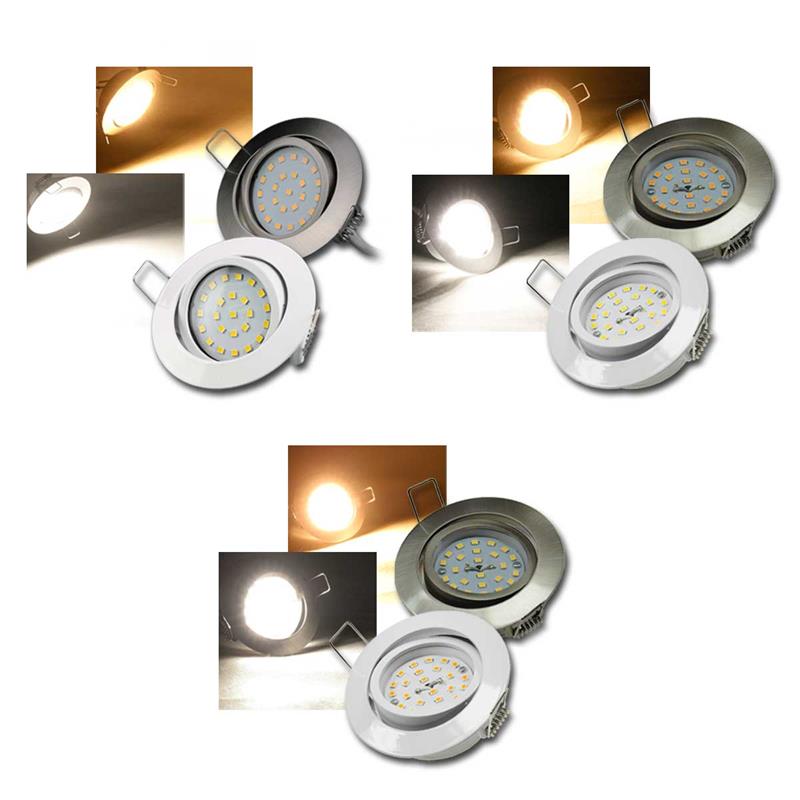 LED Einbauspots "Flat", schwenkbar, ultra-flach, Edelstahl, 