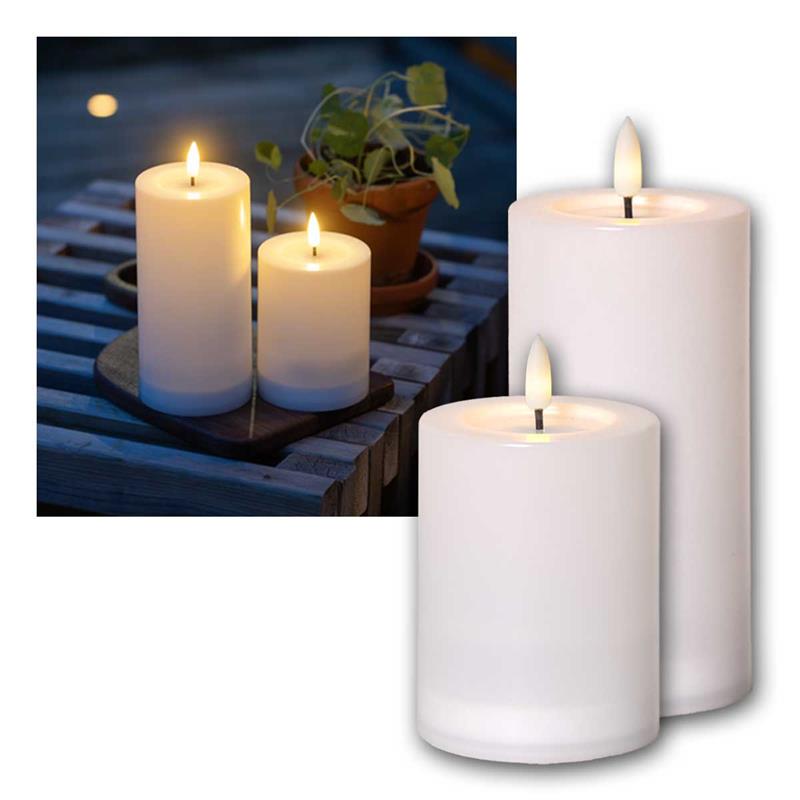 LED Außenkerze "FLAMME SAUL", Solarpanel & Lichtsensor