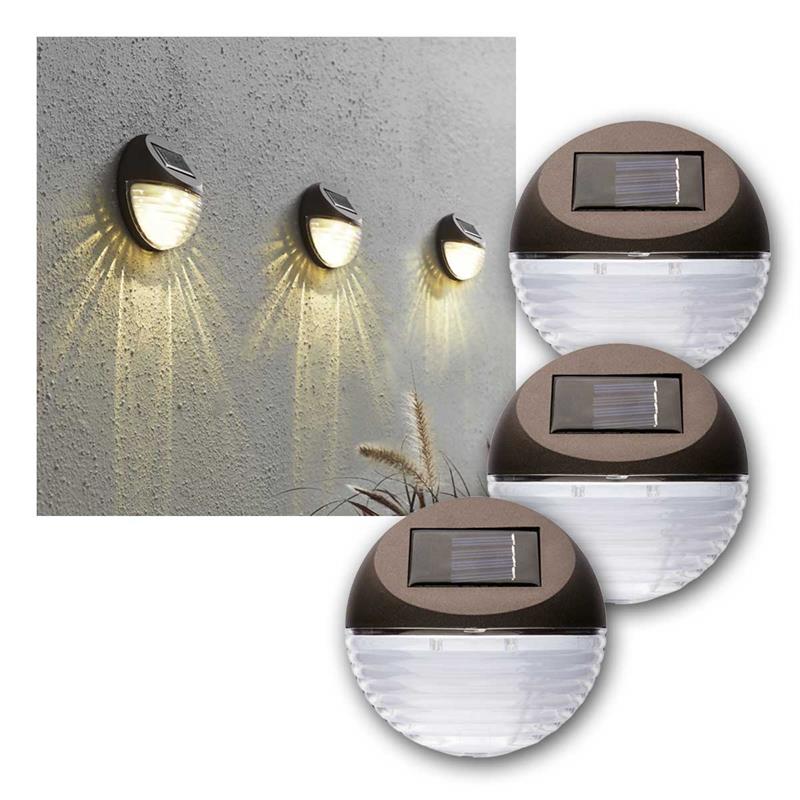 LED Solar Außenleuchte "Fency", Dämmerungssensor, 3er Set