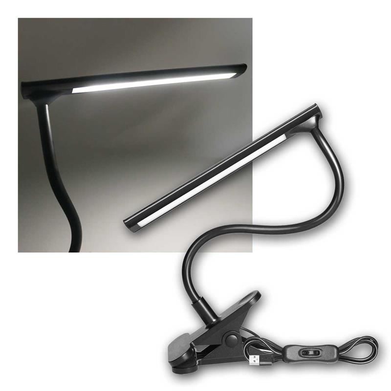 LED USB Tischleuchte "TERI II" mit Clip, flexibler Arm, 5W