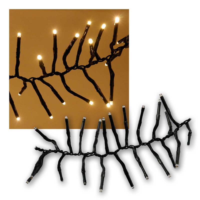 LED Büschellichterkette, warmweiße LEDs, 230V Netzteil, IP44