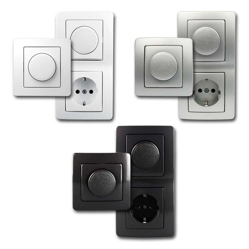 EKONOMIK LED Dimmer, mit/ohne Steckdose, weiß/silber/anthr.