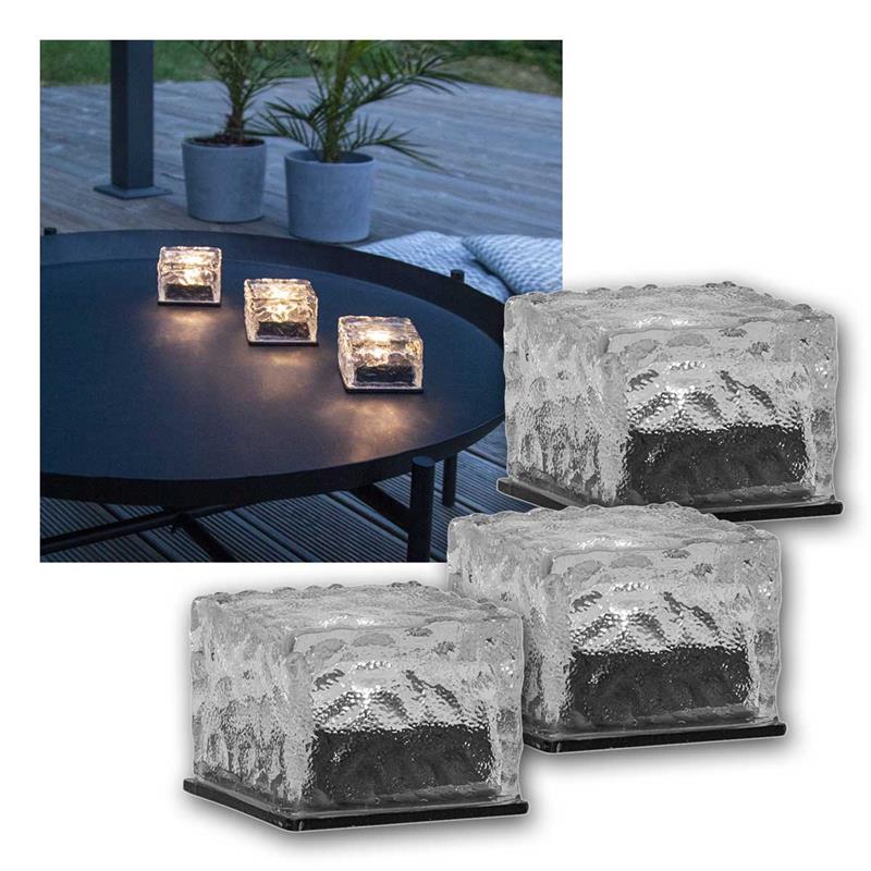 LED Dekoleuchte "Eiswürfel", Solarbetrieb, Lichtsensor, IP44