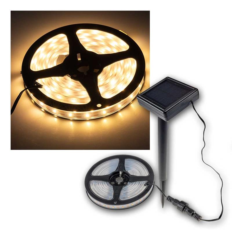 LED Stripe 3m, Solarpanel und Tag-/ Nachtsensor, warmweiß LED Stripe 3m, Solarpanel und Tag-/ Nachtsensor, warmweiß