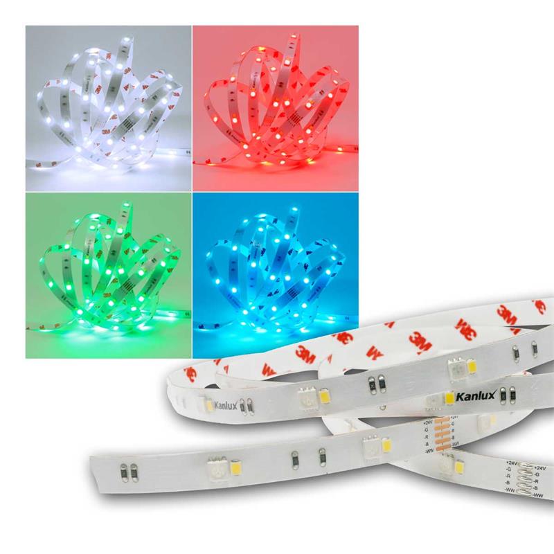 5m RGBW LED Streifen, 24V, Farbwechsel & neutralweiß, IP65