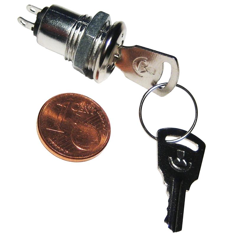 Schlüsselschalter mit 2 Schlüssel, Drehschalter 1-polig, 30V / 1A