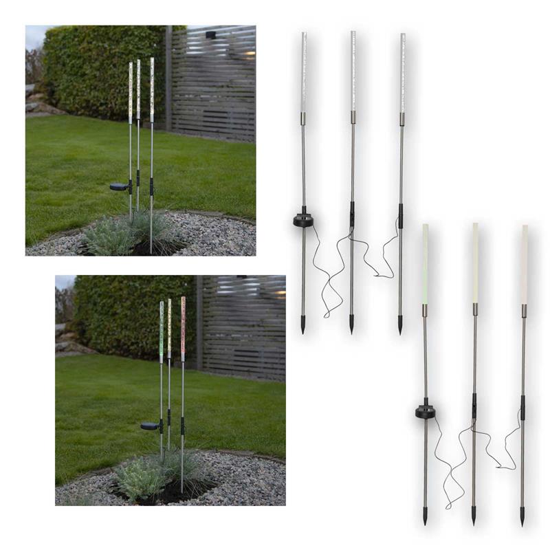 LED Solarstab "BUBBLY", mit Luftblasen-Design, 80cm, 3er Set