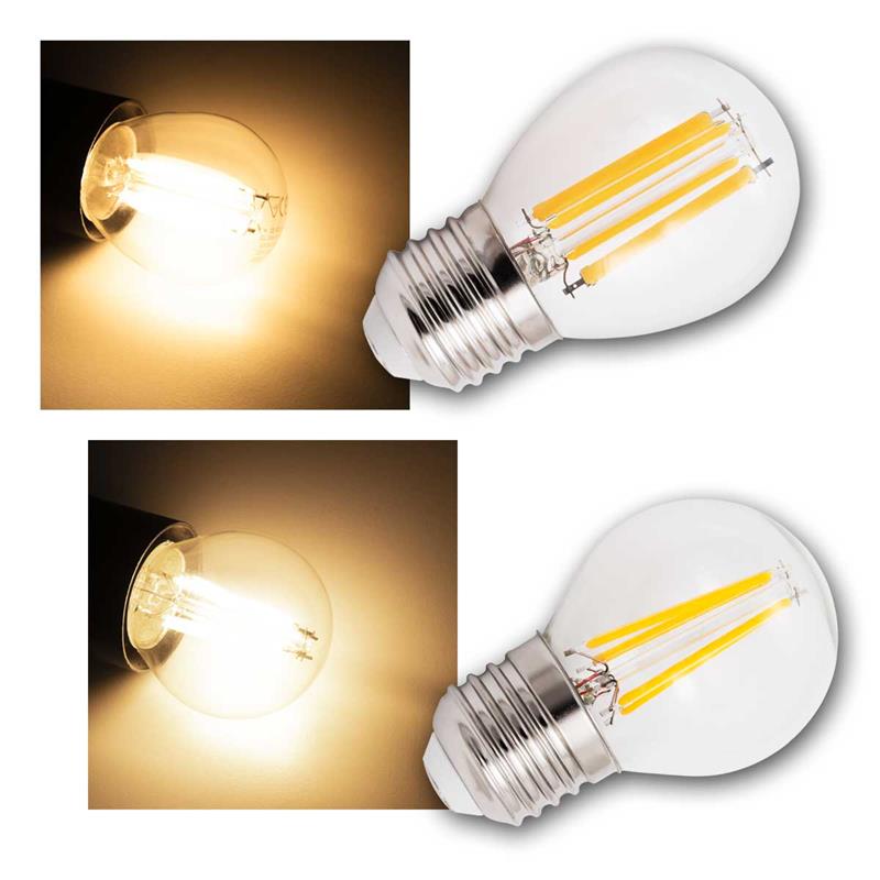 E27 LED Tropfenlampe, Glaskörper, Filament-LEDs, warmweiß E27 LED Tropfenlampe, Glaskörper, Filament-LEDs, warmweiß