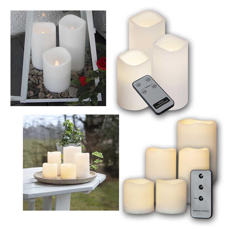 LED Kunststoff-Kerzen „PAUL“, Fernbedienung & Timerfunktion