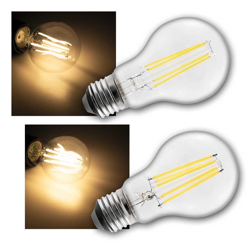 E27 LED Deko-Leuchtmittel "FILED", Filament LEDs, warmweiß