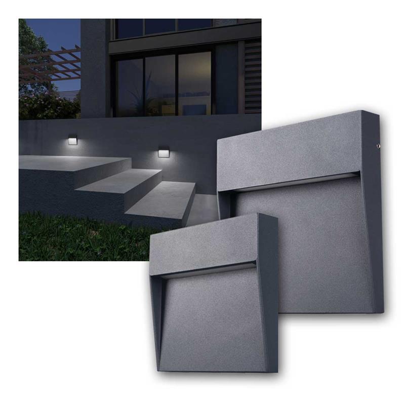 LED Alu Fassadenleuchte "DULI", neutralweiß, anthrazit, IP54