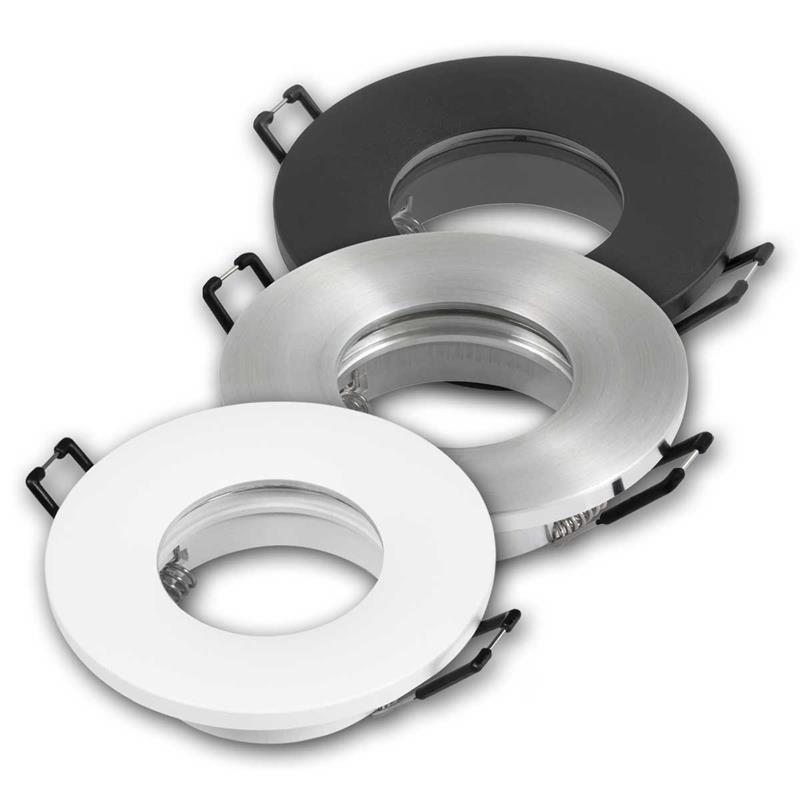 MR16 / GU10 Einbaurahmen „W-30“, rund, aus Aluminium, IP44