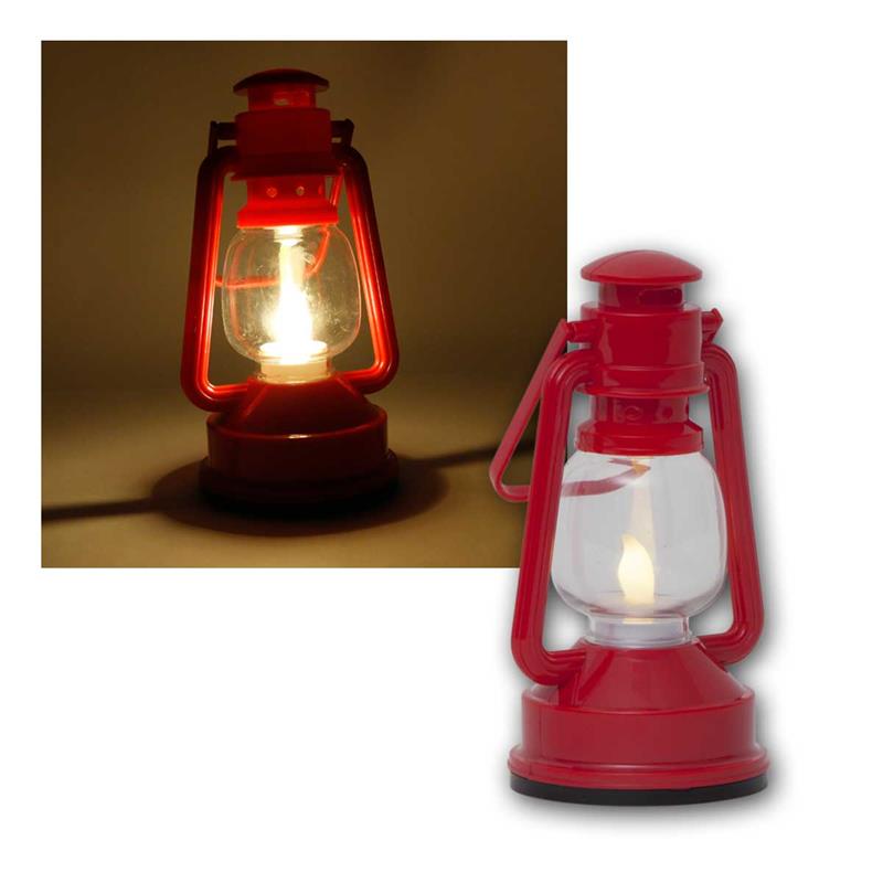 LED Dekolaterne „NIKO“, rotes Kunststoffgehäuse, warmweiß