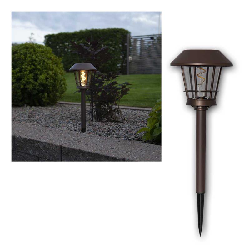 LED Solar Standleuchte "FERGUS", Erdspieß, warmweiß, IP44